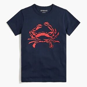 J. Crew Kids Crewcuts Navy Blue Crab T-Shirt Sz Small